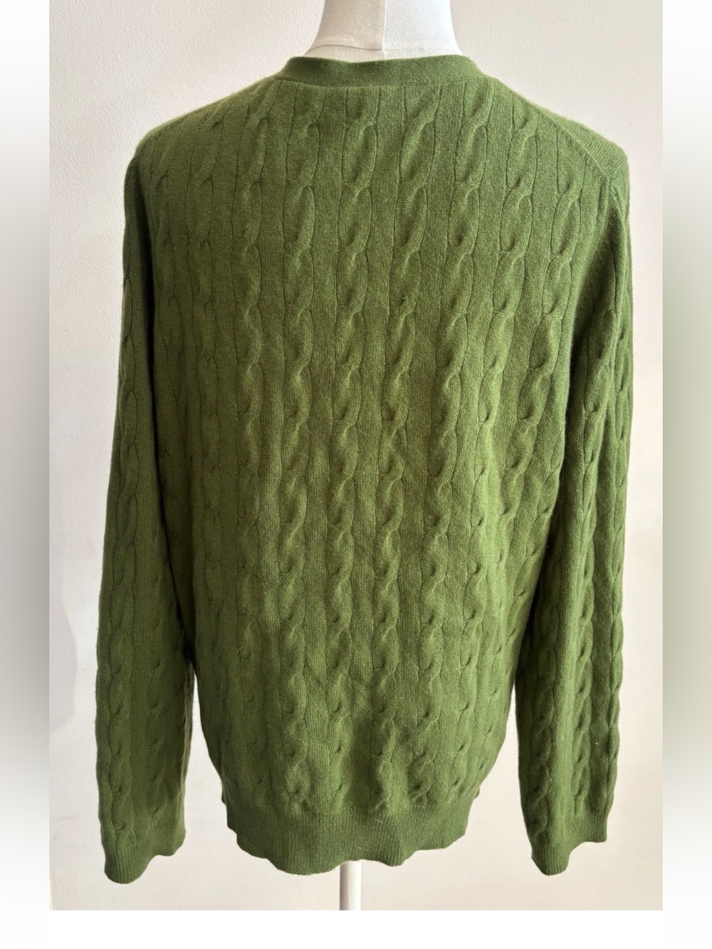 Talbots 100% Cashmere Cable Knit Cardigan XL Green Sweater - Picture 4 of 8